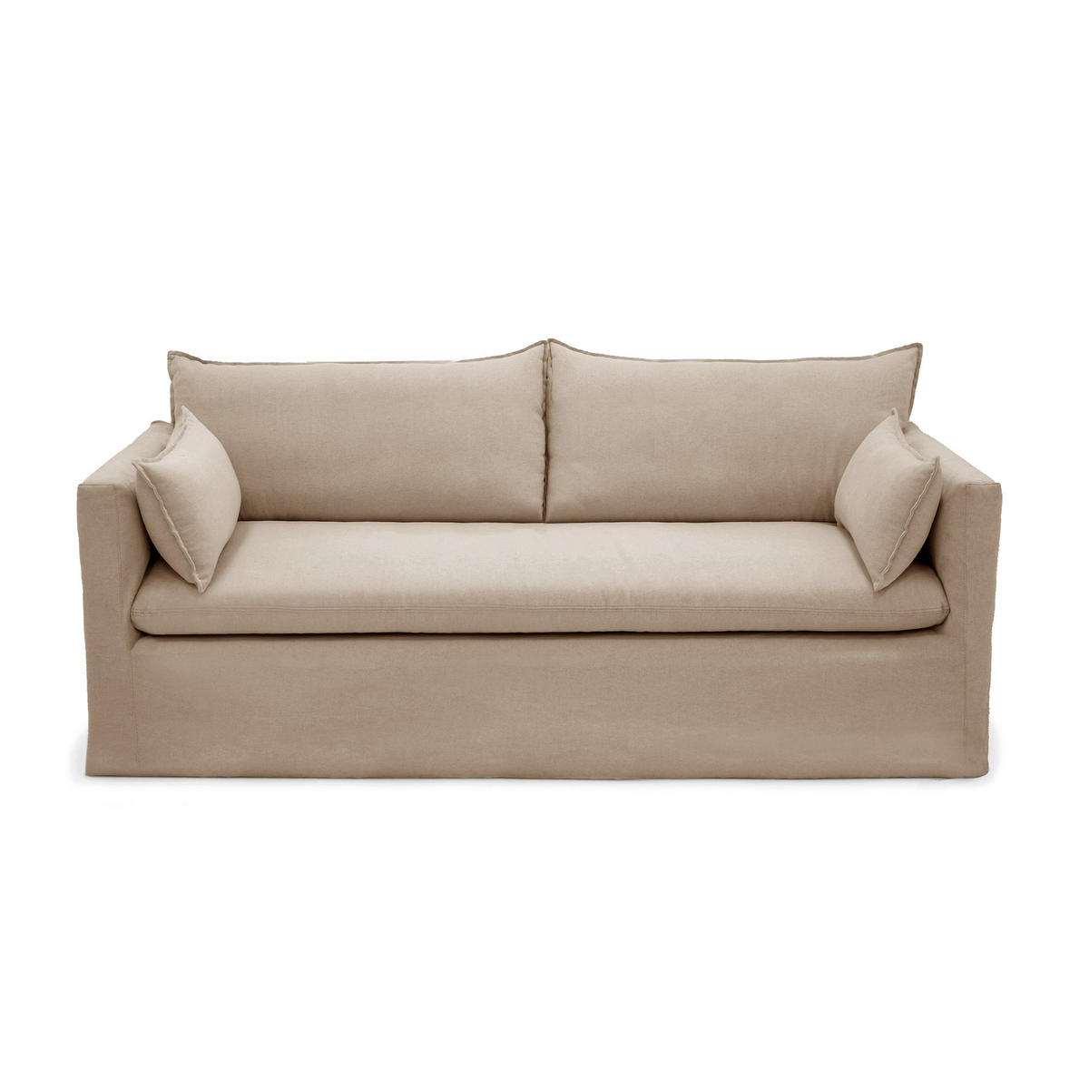 SCHLAFSOFA GERADE Leinen und Baumwolle Taupe 206cm - Taupe, Textil (206/93/89cm) - Sia Home