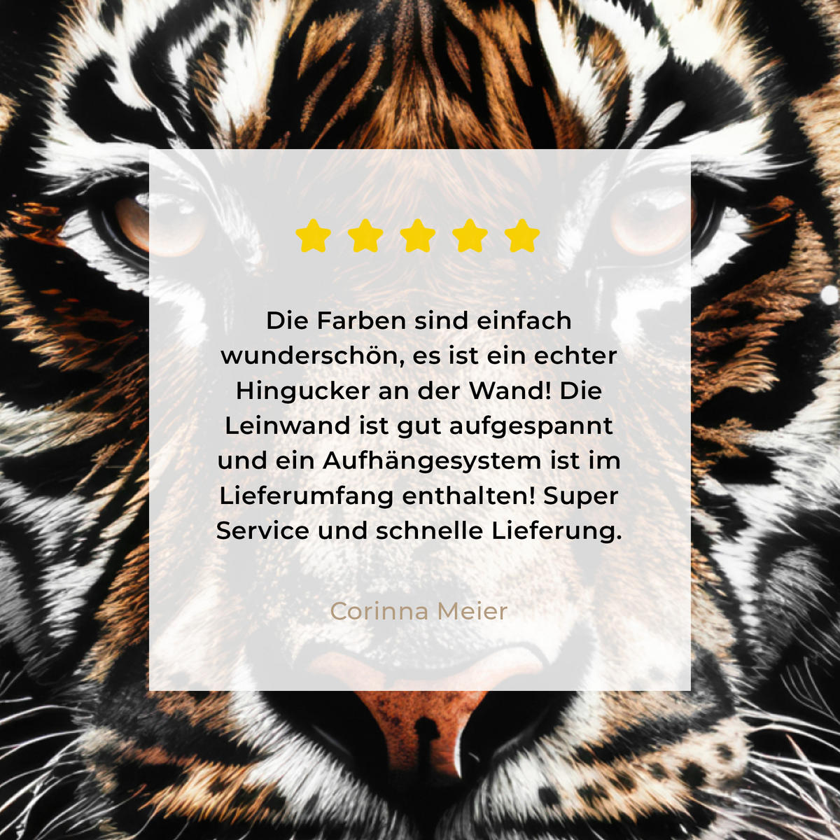 LEINWANDBILD Tiger - Tiere - Porträt - Luxus - Schwarz 90x90 cm - Anthrazit, Textil (90/90cm) - MuchoWow