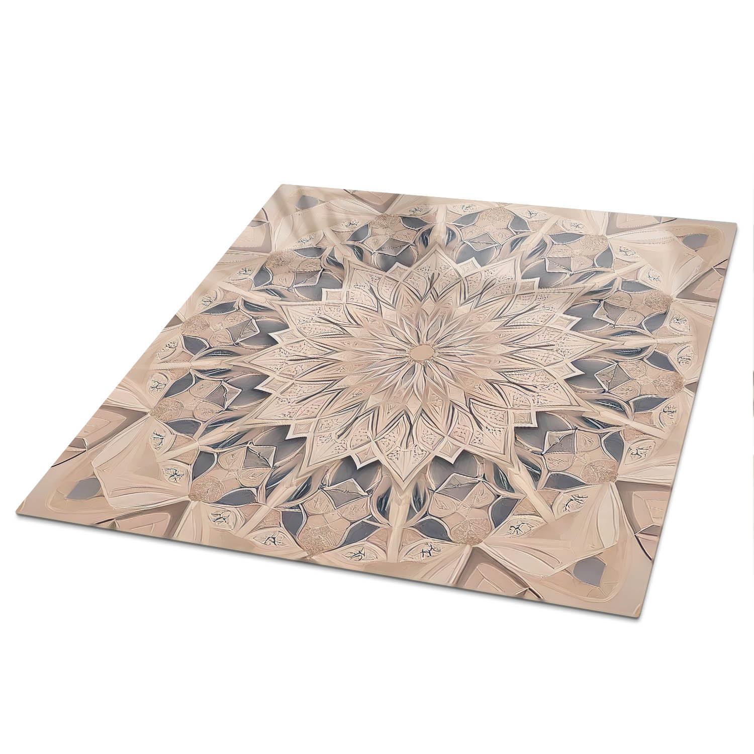 TISCHPLATTE 50x50 cm – Kaleidoskopisches Muster - Grau, Glas (50/50/0.4cm) - Wallfluent