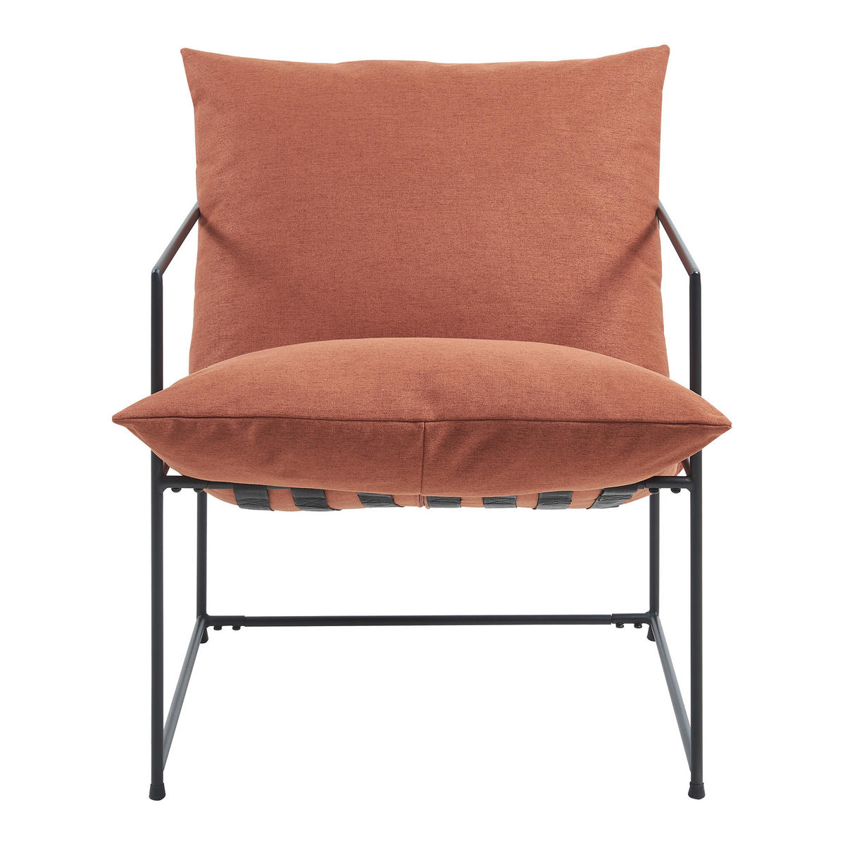 SESSEL Utsjoki - Schwarz/Orange, Textil/Metall (61/90/70cm) - [en.casa]