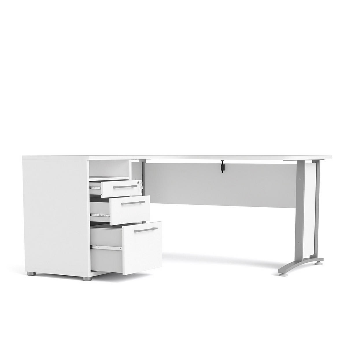 ECKSCHREIBTISCH Weiß - Beige, Holzwerkstoff (151/159/75cm) - ebuy24