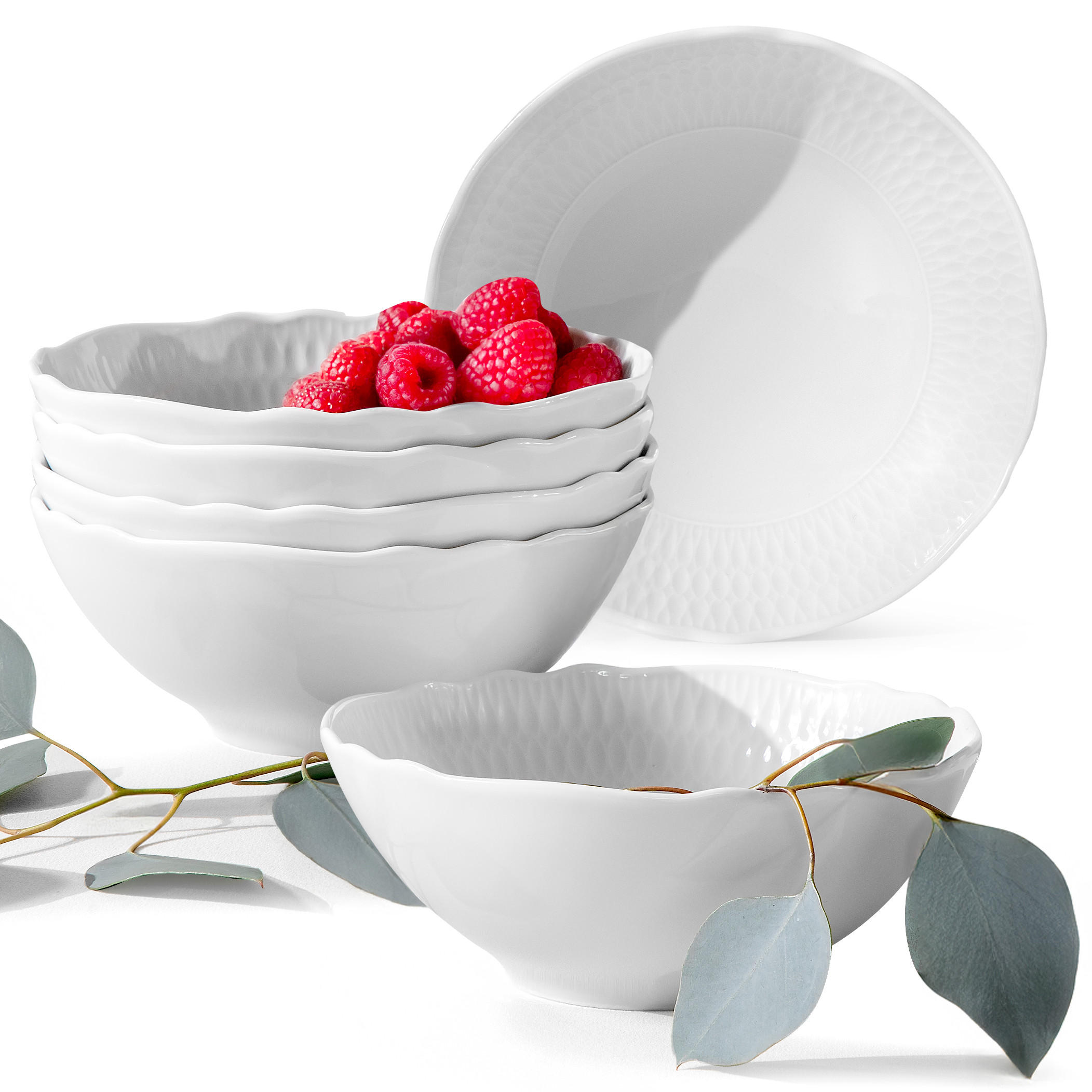 SALATSCHÜSSEL-SET CMIELOW SOFIA 6-tlg aus Porzellan - Weiß, Keramik - KONSIMO®