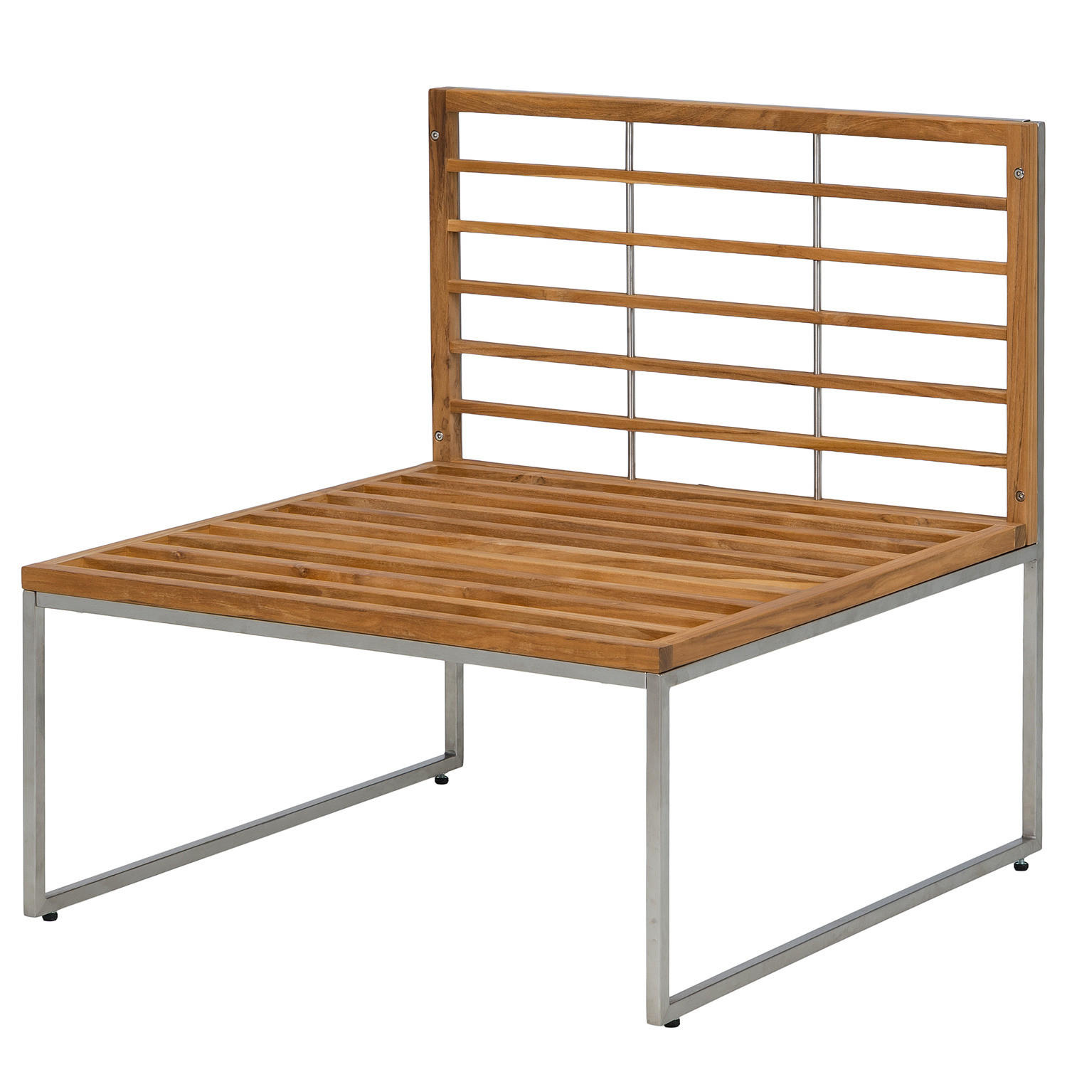 LOUNGESESSEL - Webstoff / Teak massiv - Hellgrau, Holz/Textil (70/74/70cm) - home24