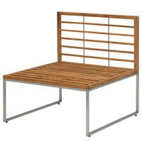 LOUNGESESSEL - Webstoff / Teak massiv - Hellgrau, Holz/Textil (70/74/70cm) - home24