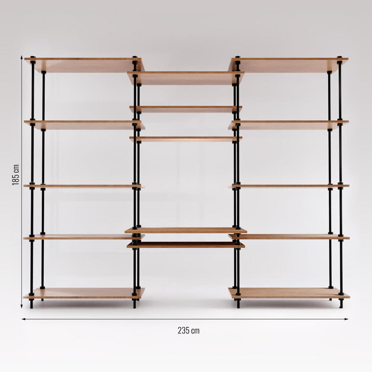 SCHREIBTISCH mit Regal 185x235x35/52,5cm - Eiche San Remo, Metall (235/185/52.5cm) - AR Shelving
