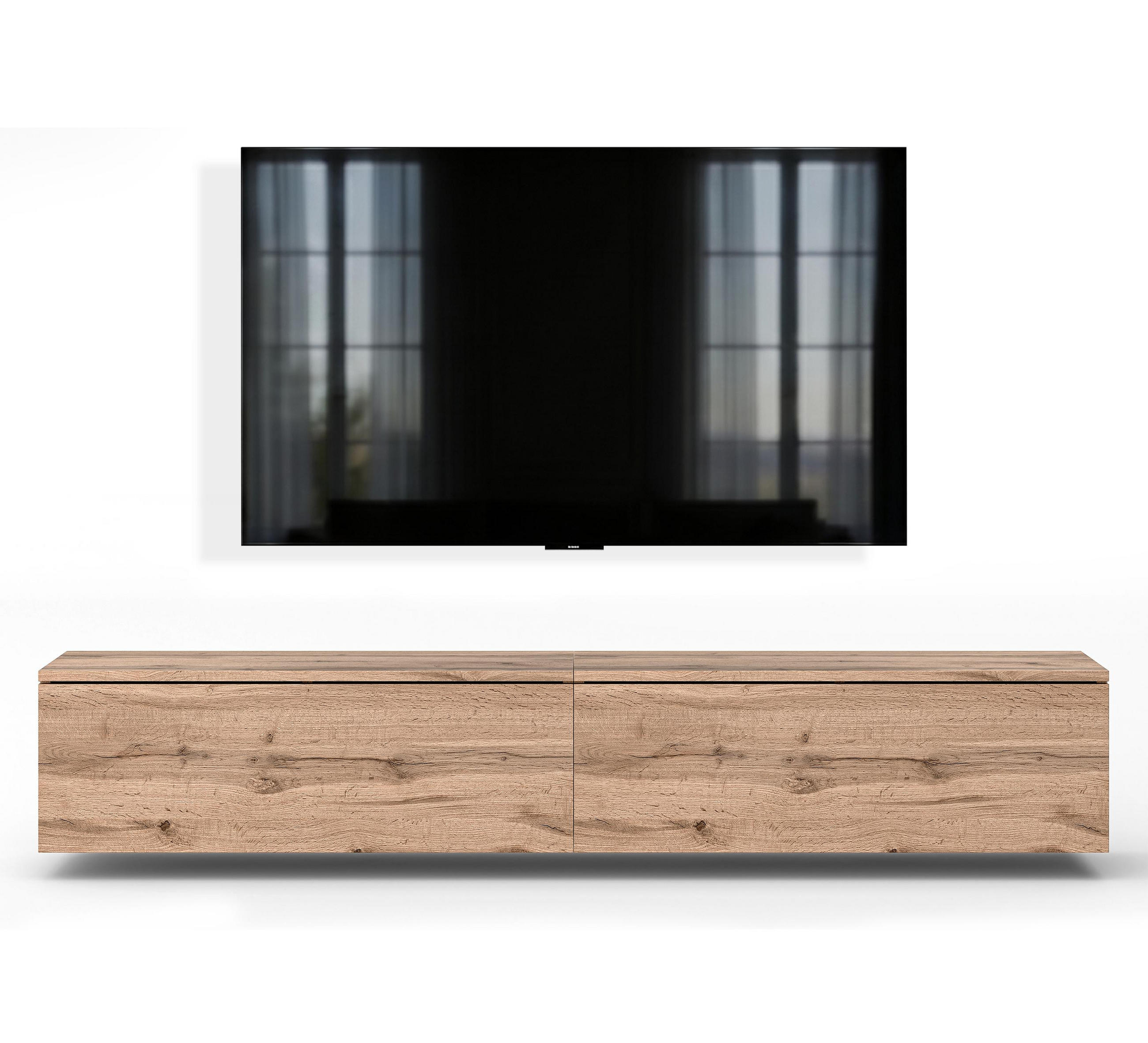LOWBOARD Barvo 2x100 Eiche Wotan 200/34/32 cm – hängendes TV-Board - Braun, Holzwerkstoff (200/34/32cm) - AX Living