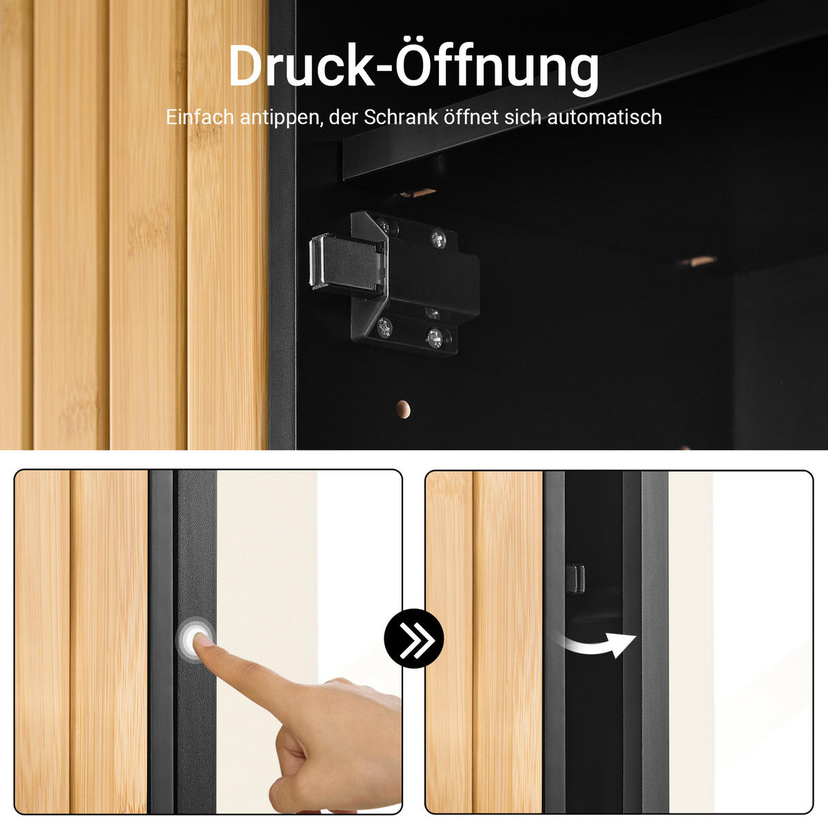 SPIEGELSCHRANK Schwarz - Schwarz, Glas/Holzwerkstoff (50/45/20cm) - SoBuy