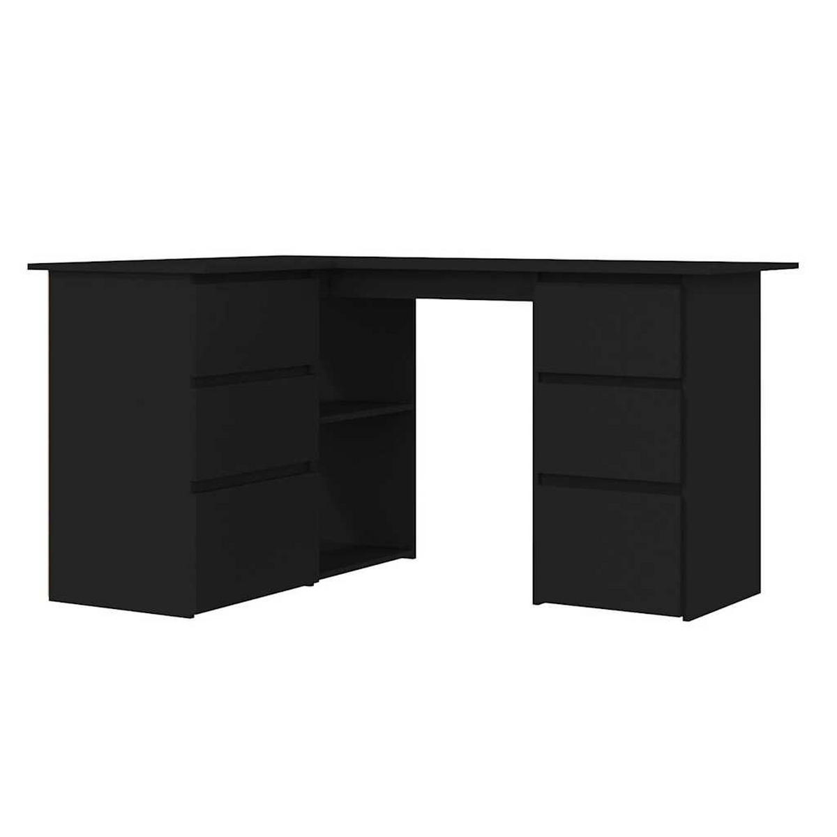 ECKSCHREIBTISCH mit 6 Schubladen, 145/100/76 cm, aus Holzwerkstoff, in Schwarz - Schwarz, Holz (100/145/76cm) - vidaXL