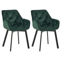 ARMLEHNENSTUHL 2er Set Samt Grün - Schwarz/Grün, Textil/Metall (57/84/62cm) - CLP