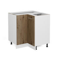 ECKUNTERSCHRANK R-Line Artisan-Eiche 75.6 cm ohne AP - Weiß/Eiche Artisan, Holzwerkstoff (75.6/81.6/46cm) - Vicco