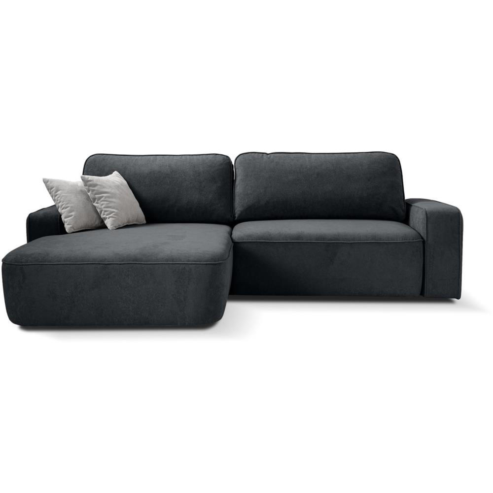 ECKSCHLAFSOFA Torre graphit velours links - Graphitfarben, Textil (258/171cm) - Beautysofa