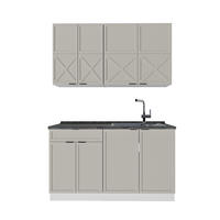 SINGLEKÜCHE Fame-Line GrauBeige/Weiß 140 cm, AP Anthrazit - Greige/Weiß, Holzwerkstoff (140/81.6/60cm) - Vicco