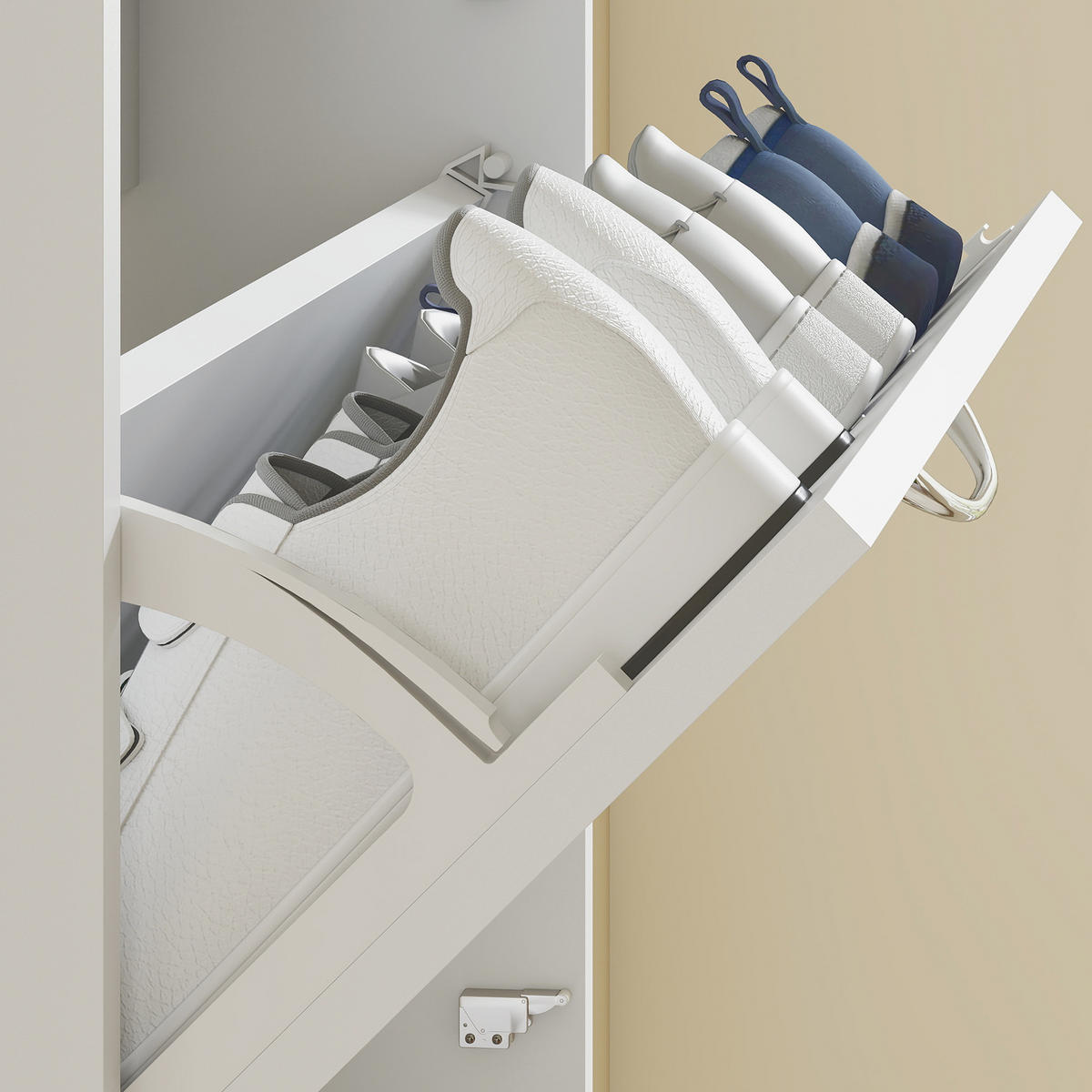 SCHUHKIPPER DE-15066 5 Klapp-Schubladen, für 15 Paar Schuhe, schmal Weiß - Weiß, Holzwerkstoff (65/180.5/17cm) - ComfortXL