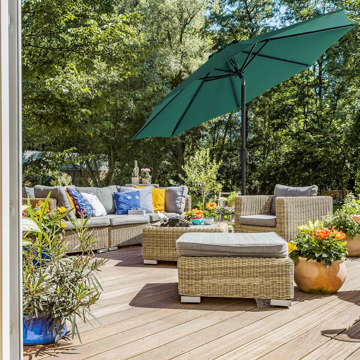 SONNENSCHIRM - Grün, Textil (200/200cm) - Hansiro