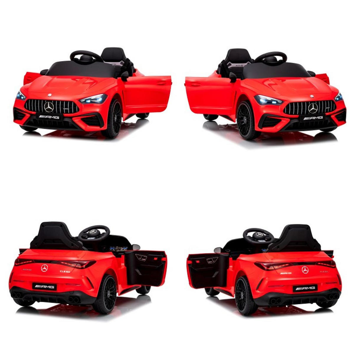 KINDER ELEKTROAUTO Mercedes AMG CLE 53 rot Stoßdämpfer, LED-Leuchten, Fernbedienung, Gurt, 2 Türen, Softstart - Rot, Kunststoff (99/55/43cm) - Chipolino