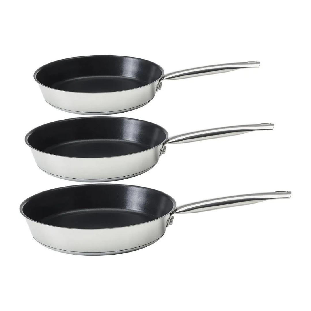 PFANNENSET Santiago 3-teilig Edelstahl Silber 20/24/28 cm - Silberfarben, Metall - Brabantia