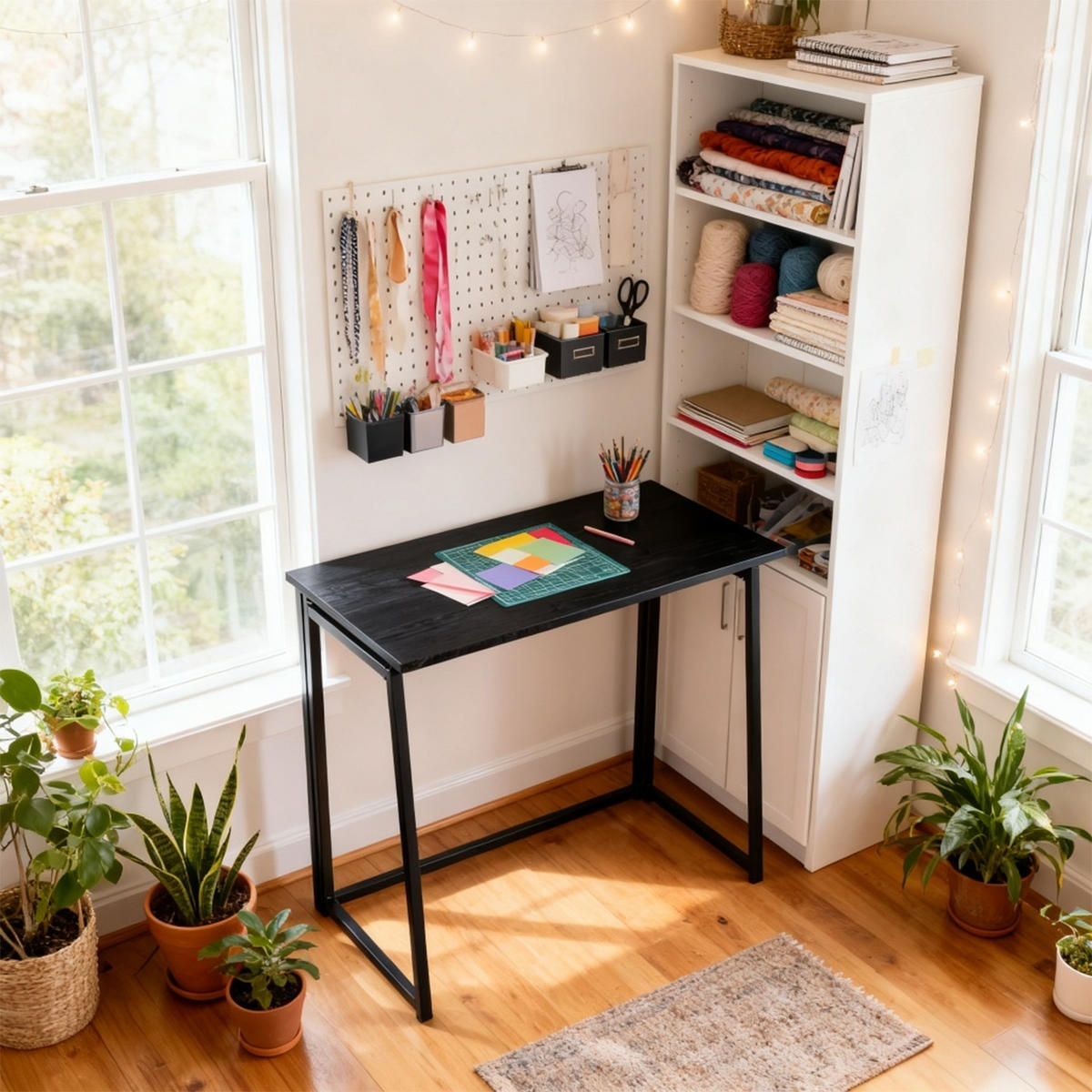 KLAPPTISCH als Schreibtisch und Computertisch, Schwarz - Schwarz, Metall (41.5/78/74cm) - Meubles Cosy