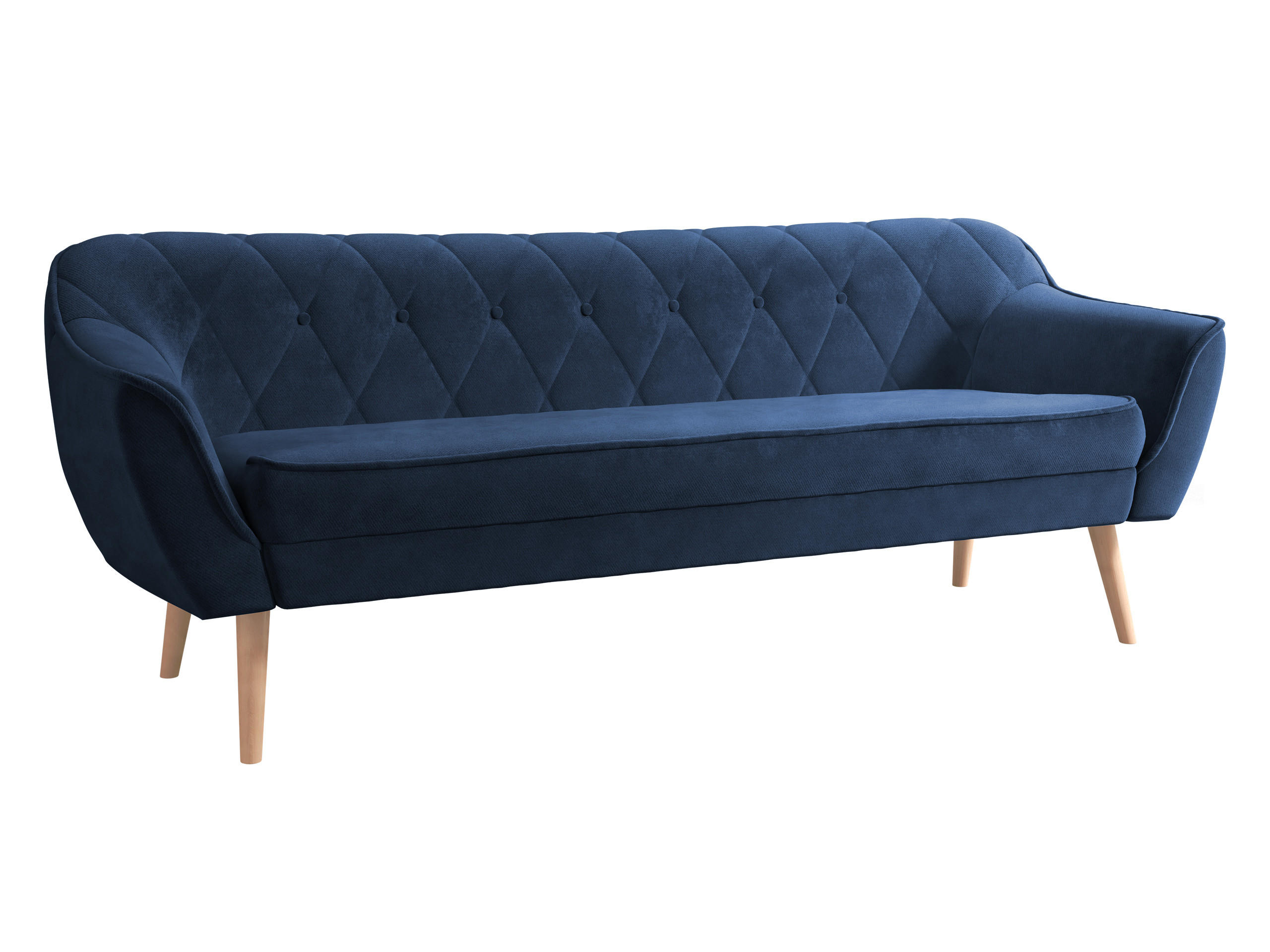 SOFA Skand 3 - Naturfarben/Dunkelblau, Holz/Textil (180/75/74cm) - MIRJAN24