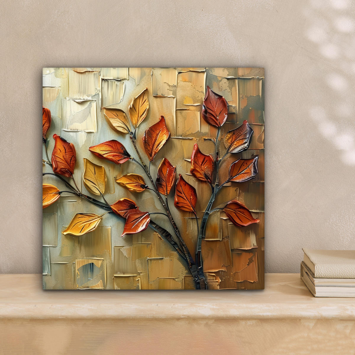 LEINWANDBILD Baum - Abstrakt - Natur - Kunst 20x20 cm - Goldfarben, Textil (20/20cm) - MuchoWow