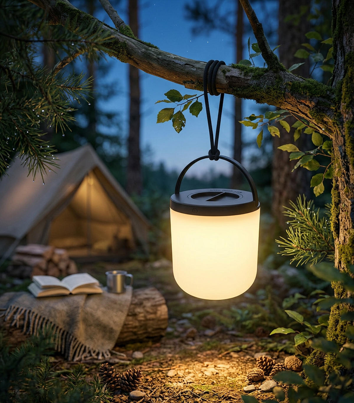 OUTDOOR-LED-LEUCHTE Dimmbar warmweiß batteriebetrieben mit Schlaufe IP44 3000K 80lm schwarz - Schwarz, Kunststoff (13/13/21cm) - Northpoint