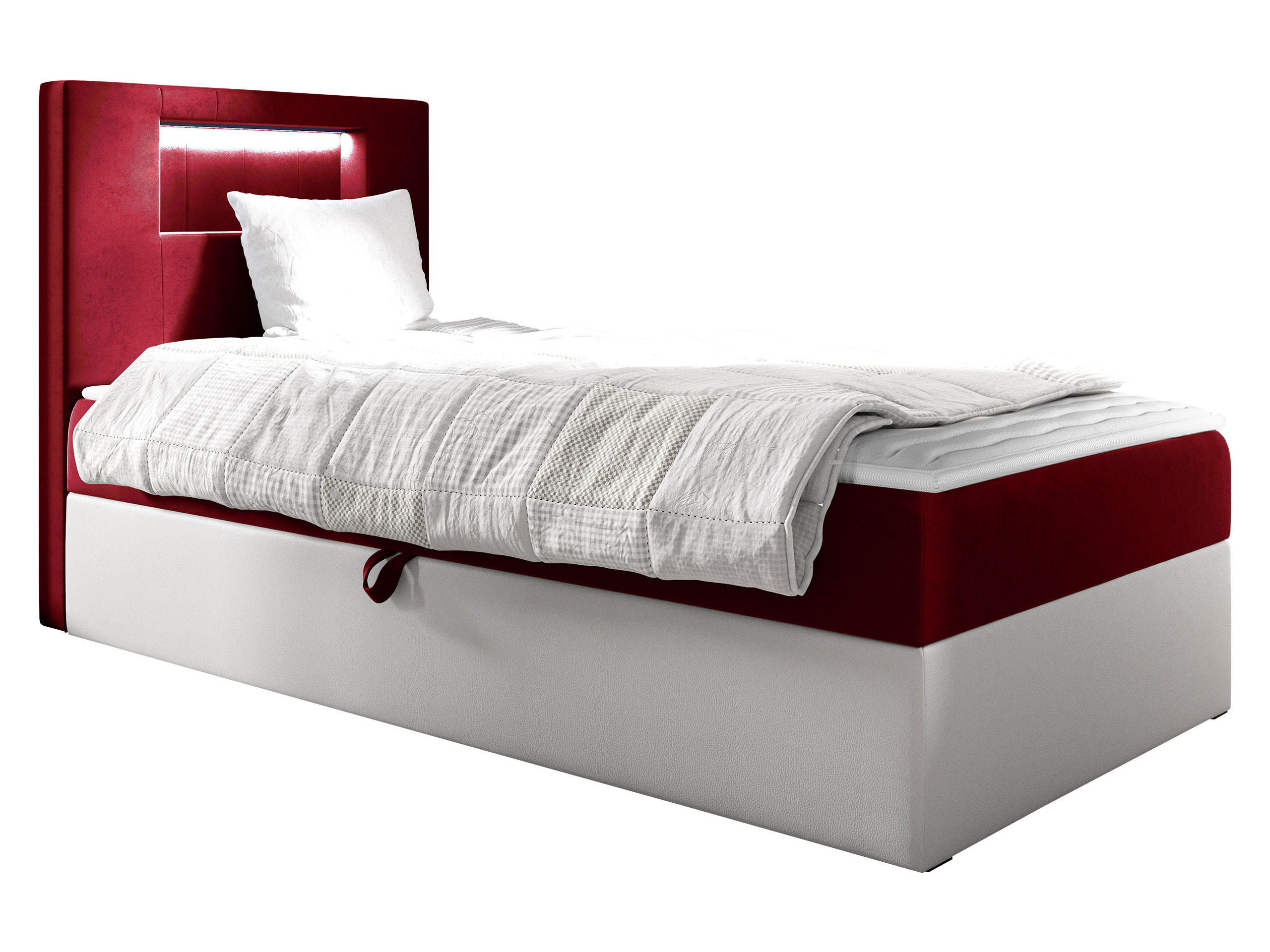 BOXBETT Gold Junior 1, Seite zum Öffnen des Bettkastens: Links - Rot/Weiß, Holz (90/200cm) - MIRJAN24