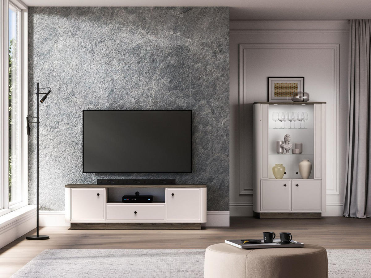 TV-LOWBOARD Vilavio Kaschmir/Eicheoptik Dunkel 160 cm - Taupe/Dunkelbraun, Holzwerkstoff/Metall (160/50/40cm) - Selsey
