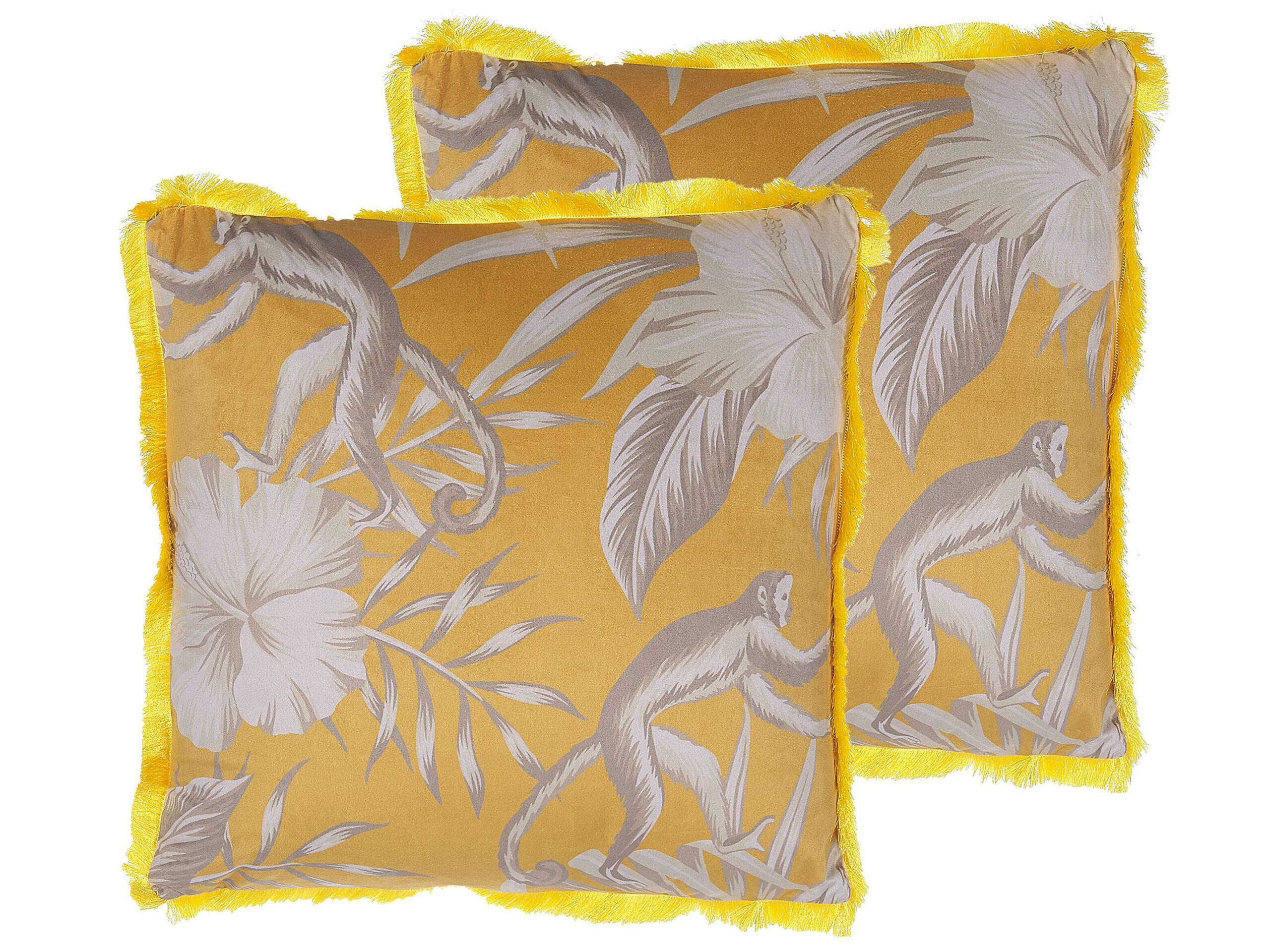 DEKOKISSEN 2er-Set Gelb 45/45 cm Manju - Gelb, Textil (45/45cm) - Beliani