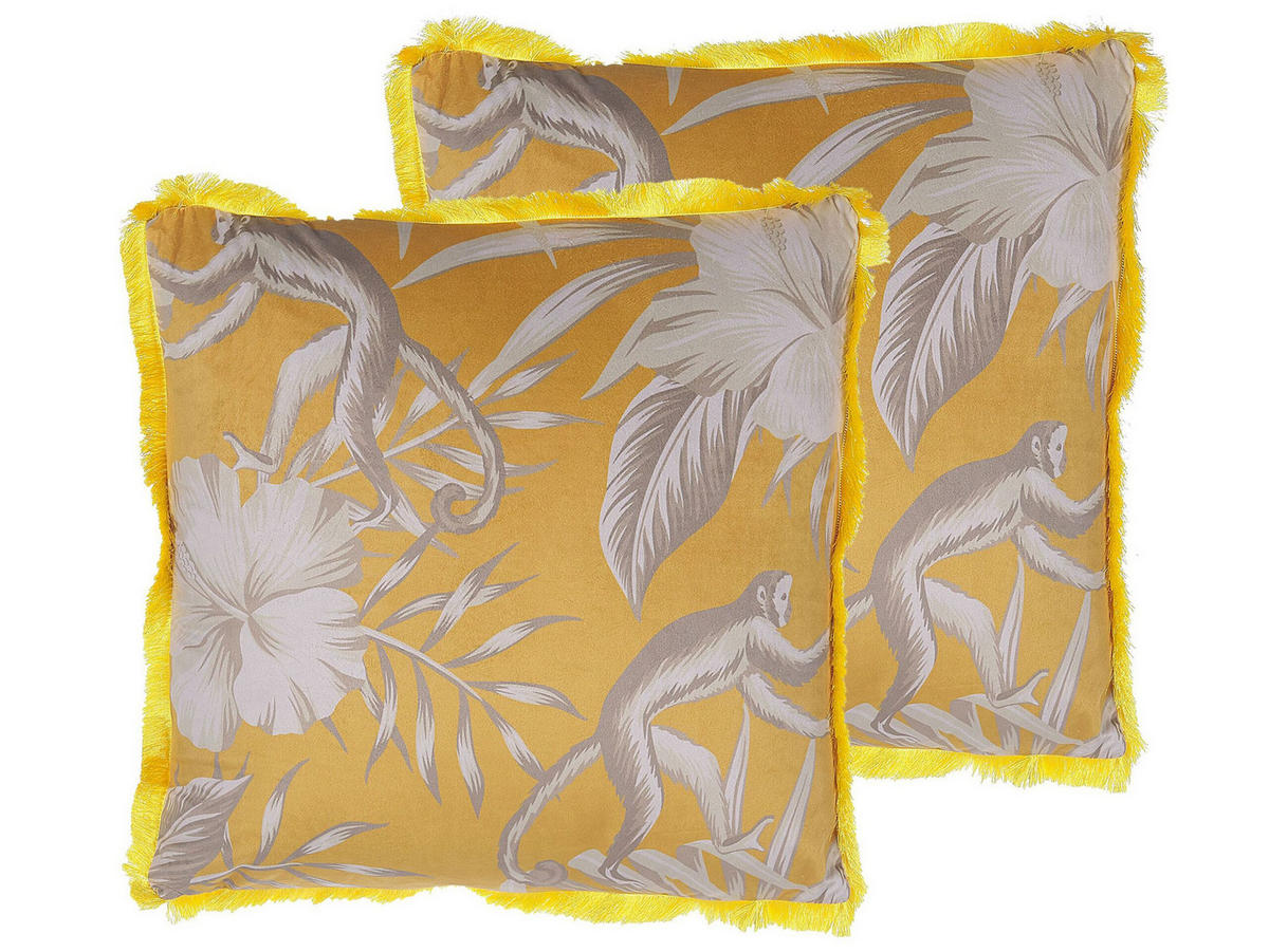 DEKOKISSEN 2er-Set Gelb 45/45 cm Manju - Gelb, Textil (45/45cm) - Beliani