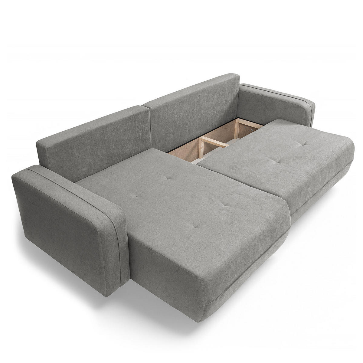 ECKSOFA mit Schlaffunktion - 272 cm - Schwarz/Grau, Kunststoff/Textil (272/145cm) - home24