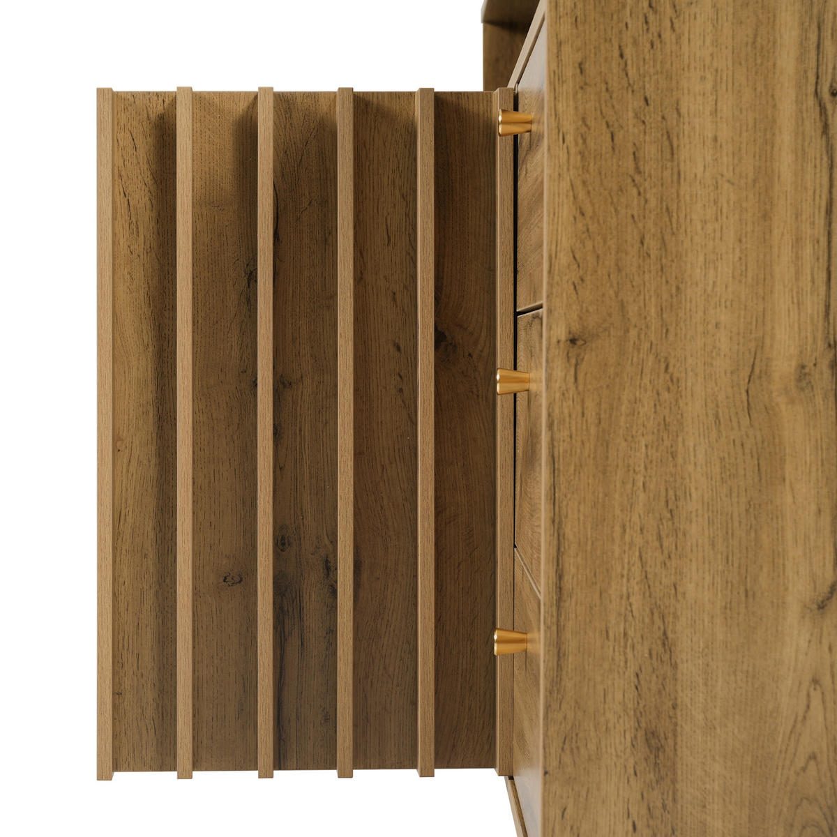 SIDEBOARD DE-37500 120/40/85 cm mit Lamellenfront Dunkle Eiche - Naturfarben, Holzwerkstoff (120/85/40cm) - ComfortXL