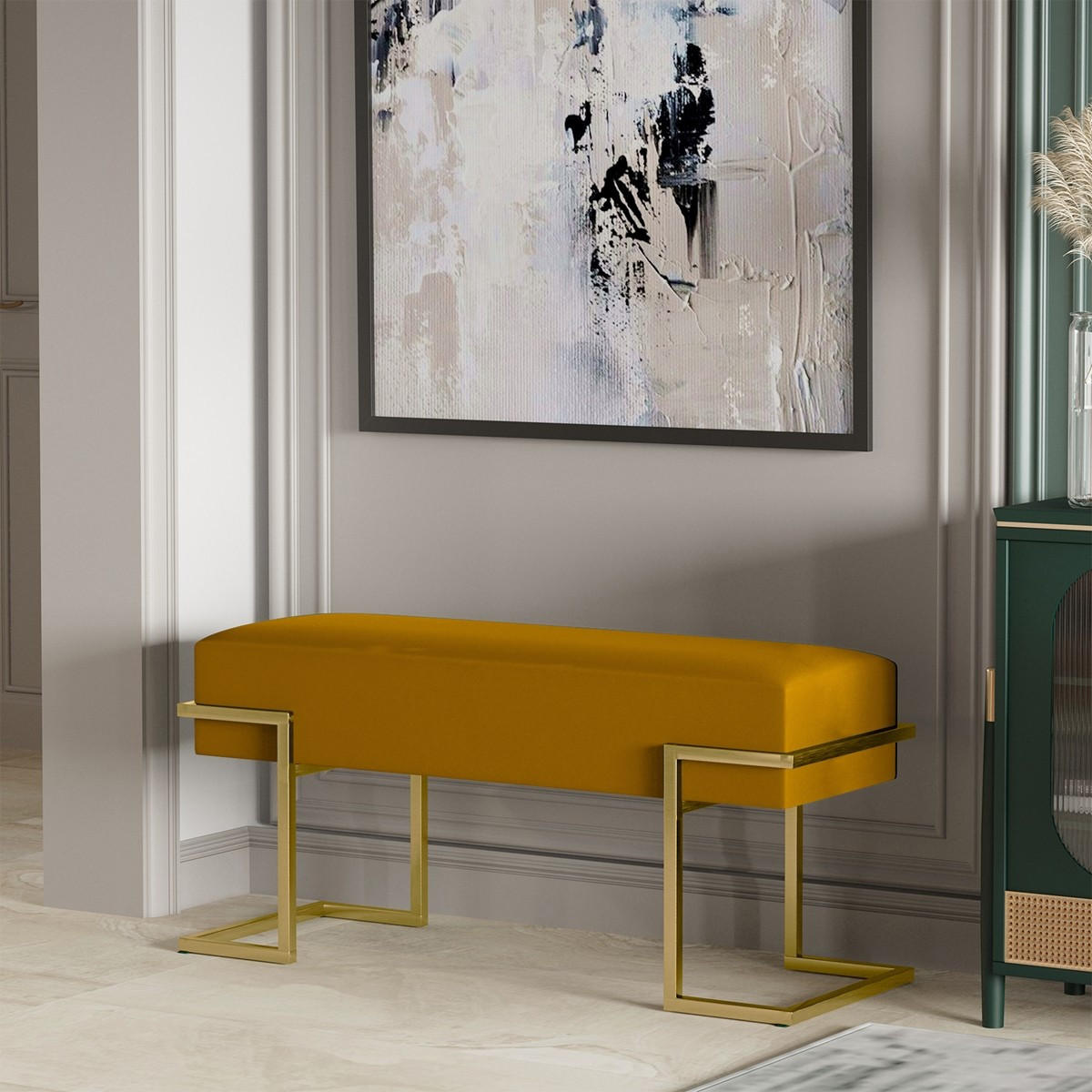 Bettso Polsterbank Honig, Gold 80x42x34 cm
