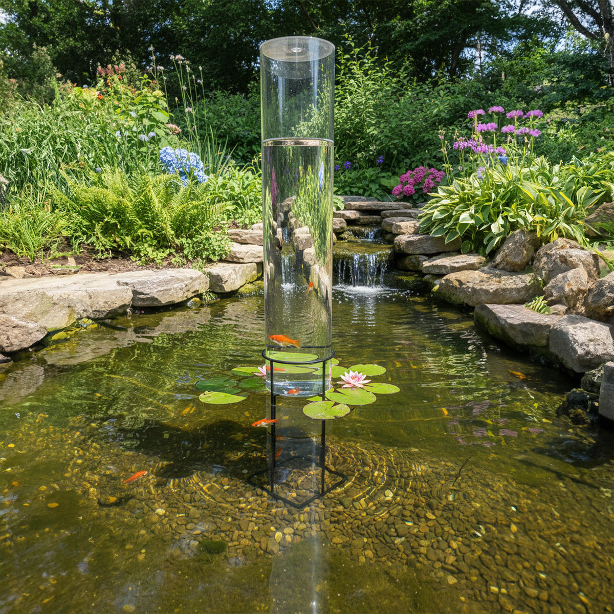 FISCHSÄULE - Transparent, Kunststoff/Metall (22/22/100cm) - Relaxdays