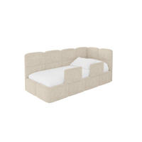 EINZELLBETT Jugendbett mit Bettkasten und Matratze H3/H4, Links - KIVY 100x200 Beige - Beige, Holzwerkstoff/Textil (100/200cm) - ALTDECOR
