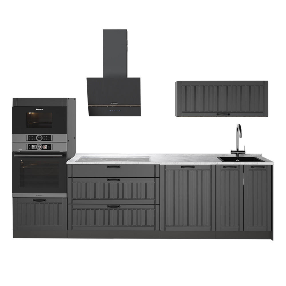 KÜCHENZEILE Fame-Line, Dunkelgrau/Anthrazit, 280 cm, AP Marmor - Dunkelgrau/Anthrazit, Holzwerkstoff (280/153.6/60cm) - Vicco