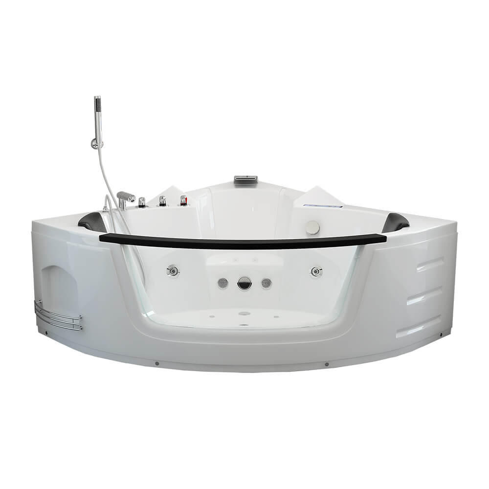 WHIRLPOOL LAGUNA L KOMPAKT - mit Glasscheibe, 140 x 140 cm - Weiß, Keramik (140/65/140cm) - Home Deluxe