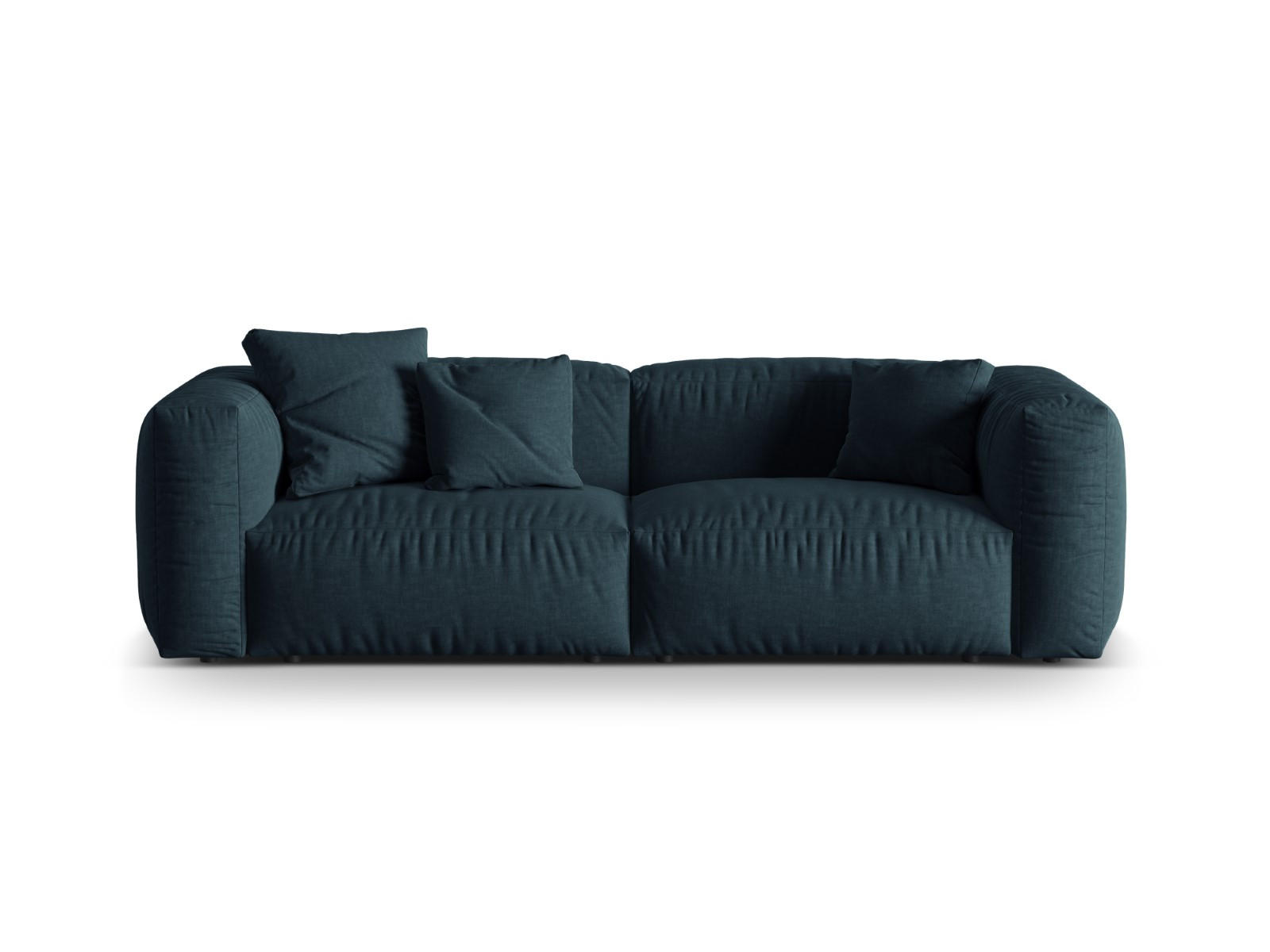 SOFA modular Martina aus strukturiertem Stoff jeansblau 3 Sitzplätze - Blau, Textil (106/75/240cm) - Micadoni