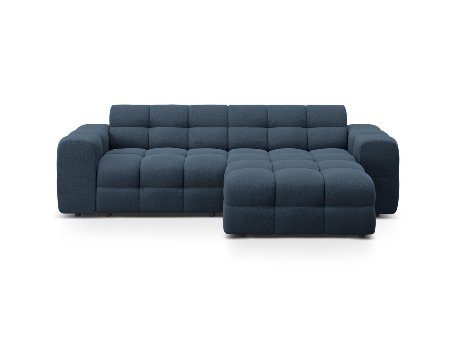 ECKSOFA rechts Kendal aus strukturiertem Stoff marineblau 4 Sitzplätze - Blau, Textil (173/256cm) - Micadoni