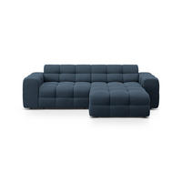 ECKSOFA rechts Kendal aus strukturiertem Stoff marineblau 4 Sitzplätze - Blau, Textil (173/256cm) - Micadoni