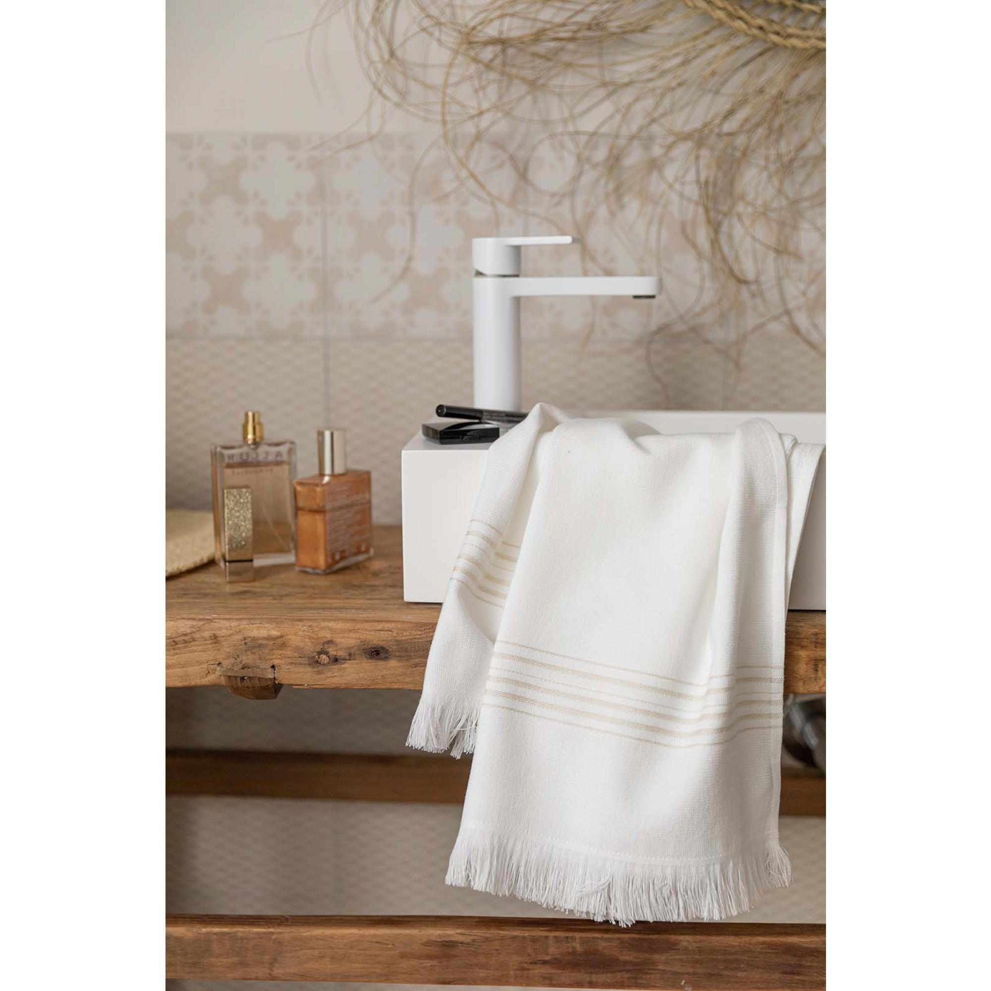HAMMAM-TUCH Cancun schneeweiß 90 x 180 cm - Weiß, Textil (90/180cm) - Vivaraise