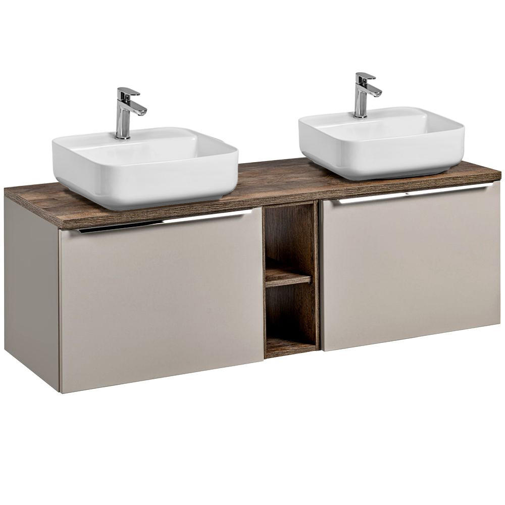 BADMÖBEL-SET 6-TLG. Puebla-56 - Beige, Holzwerkstoff (140/64/46cm) - Lomado