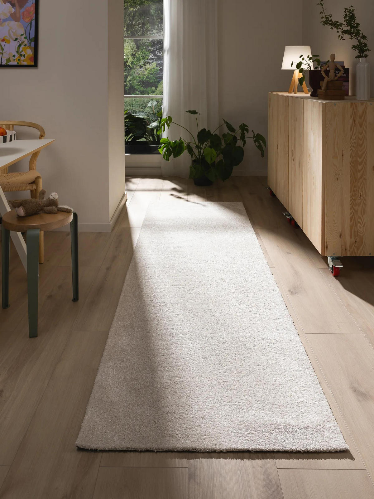 LÄUFER Nina waschbar 80/250 cm - Creme, Kunststoff (80/250cm) - benuta Nest