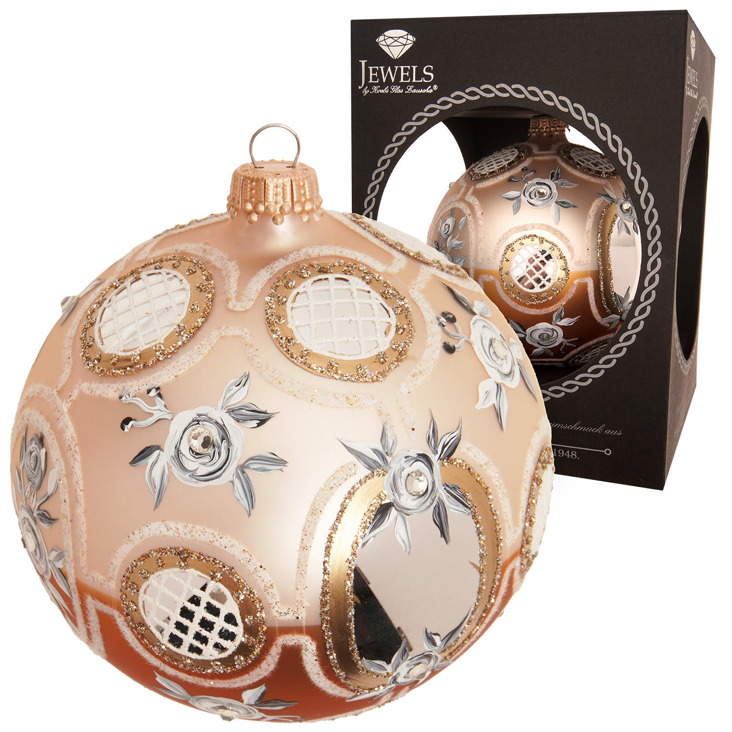 CHRISTBAUMKUGEL Barock-Design Goldfarbig 10cm (Glas / 1 Stk.) - Goldfarben, Glas (10/10/10cm) - Krebs Glas Lauscha