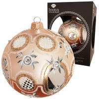 CHRISTBAUMKUGEL Barock-Design Goldfarbig 10cm (Glas / 1 Stk.) - Goldfarben, Glas (10/10/10cm) - Krebs Glas Lauscha