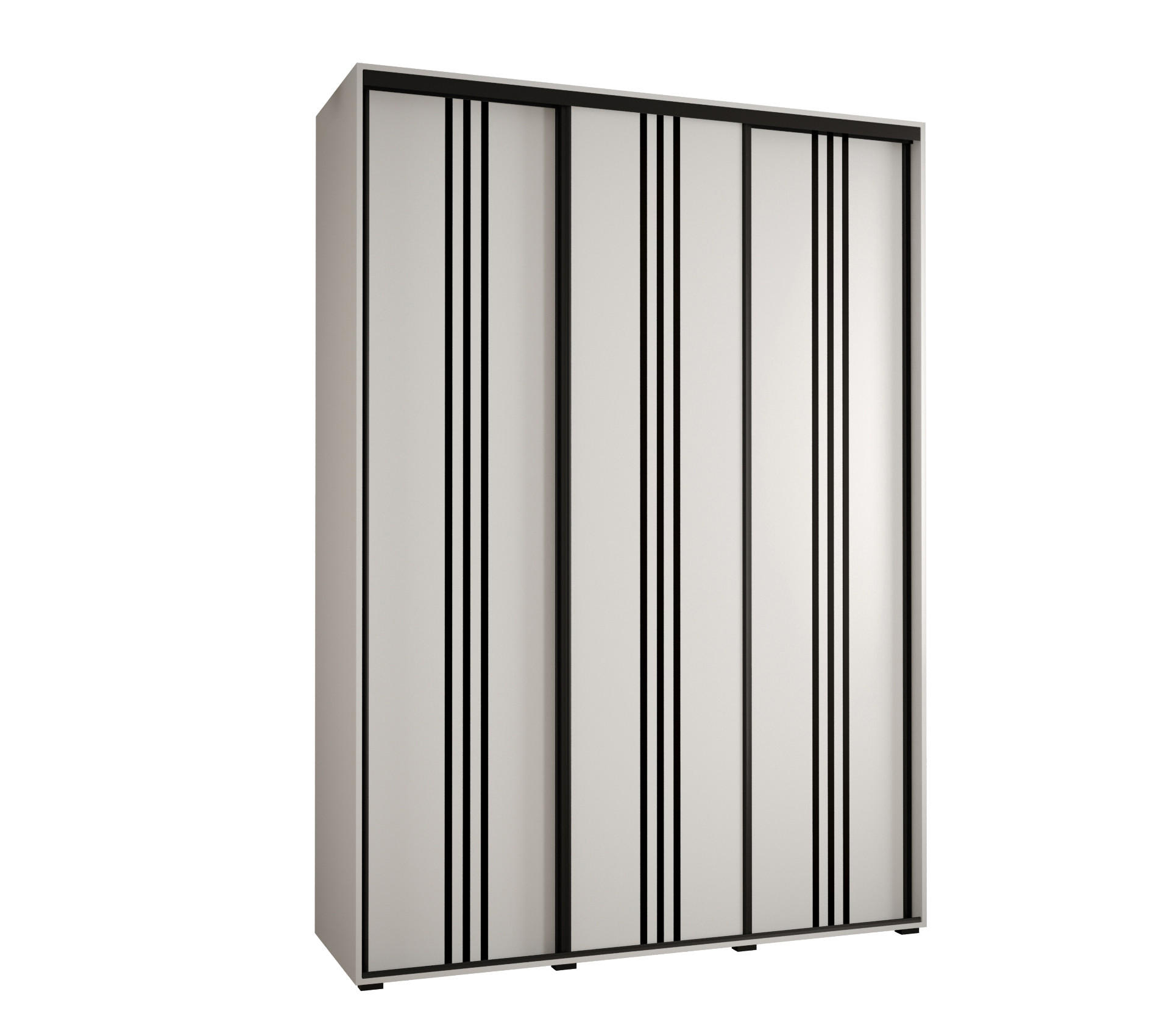 Abiks Möbel Schwebetürenschrank Weiß, Weiß, Schwarz 170x235x60 cm