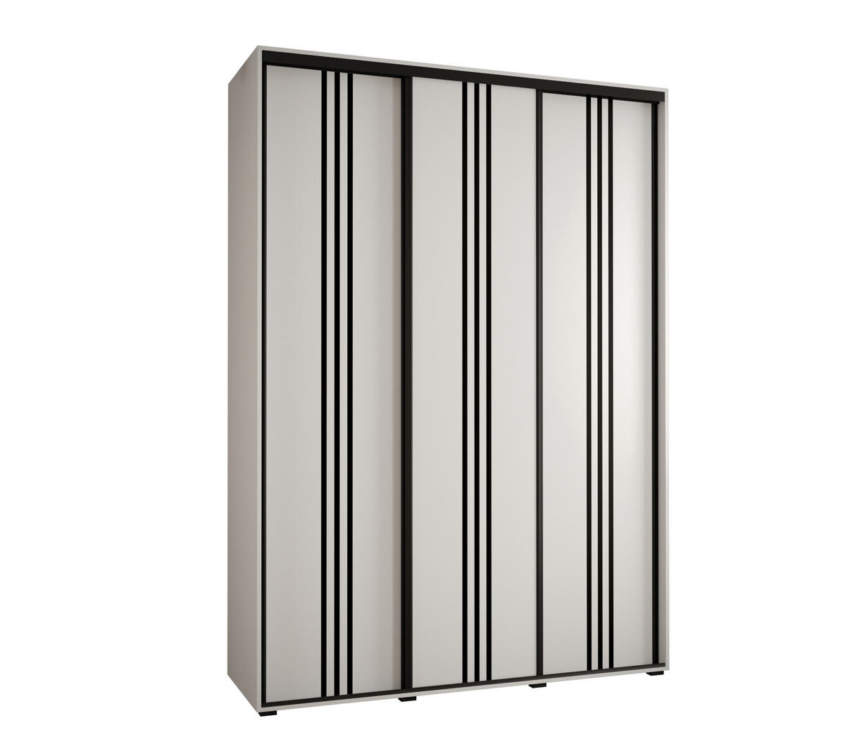 SCHWEBETÜRENSCHRANK 235,2/170/60 3-türig - Schwarz/Weiß, Holz/Metall (170/235/60cm) - Abiks Möbel