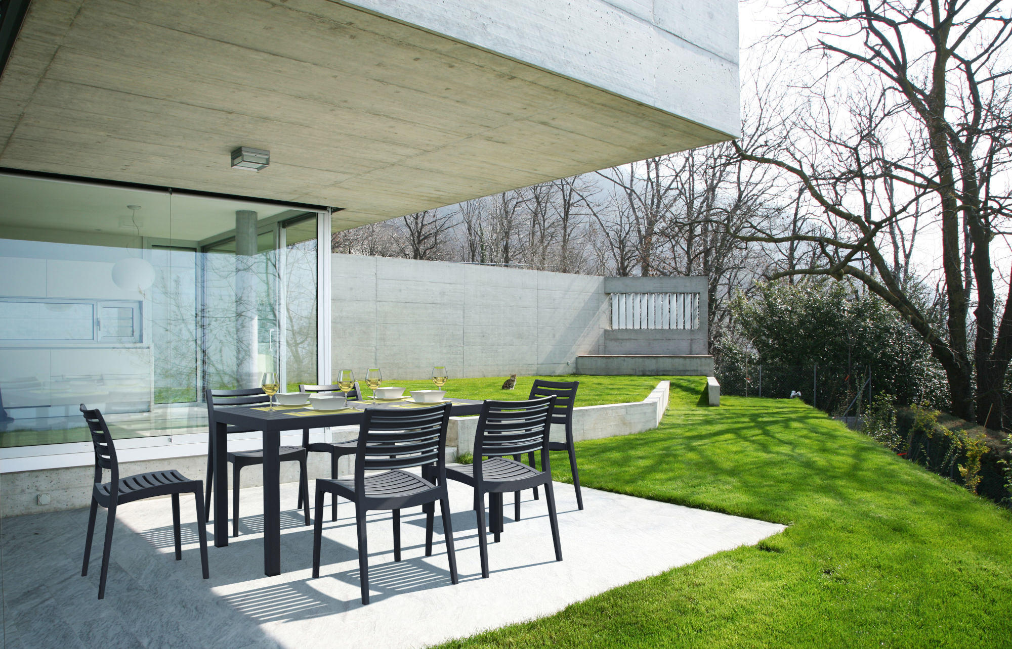 GARTENSTUHL 2er Set Kunststoff dunkelgrau - Dunkelgrau, Kunststoff (48/82/48cm) - CLP