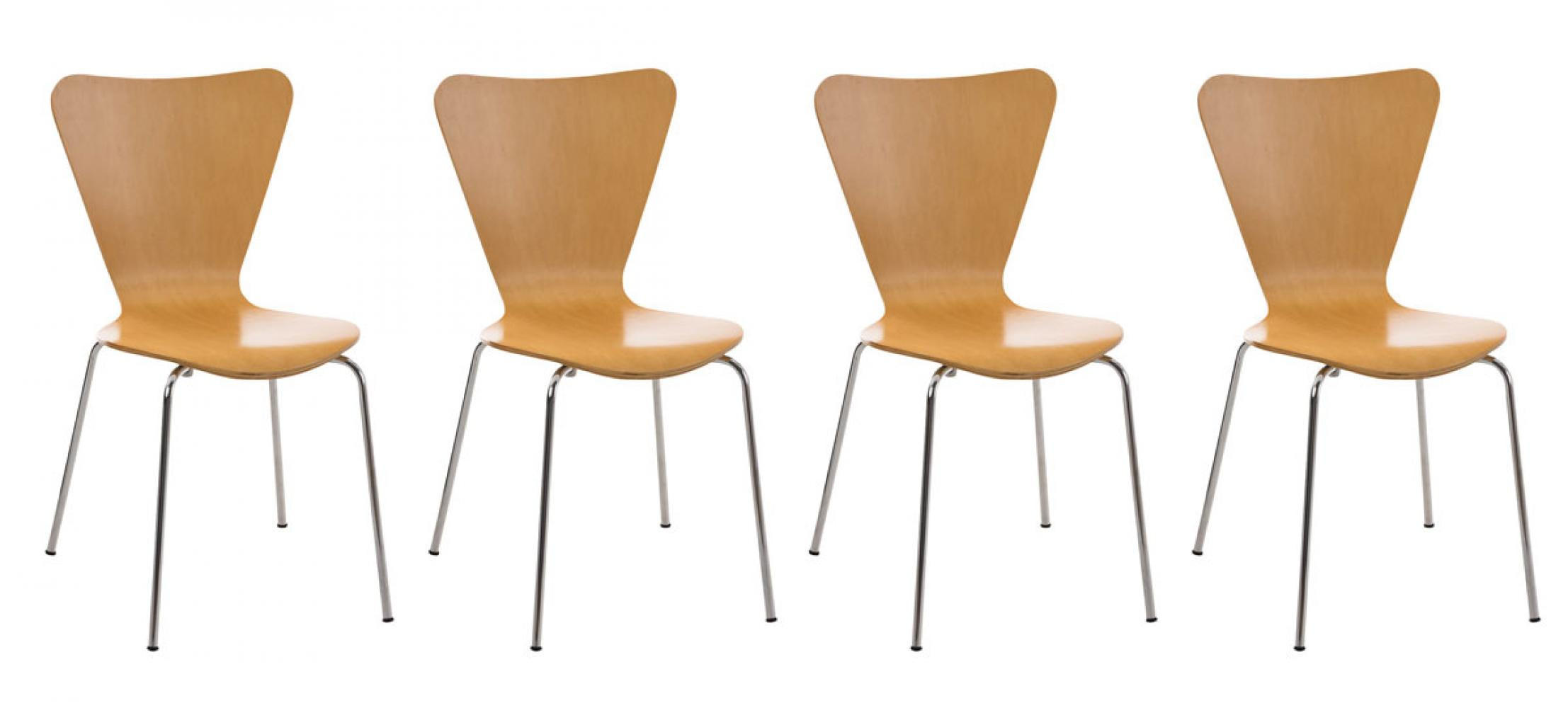 BESUCHERSTUHL 4er Set Holz Natura - Eukalyptusholzfarben, Holz/Metall (45/85/49cm) - CLP