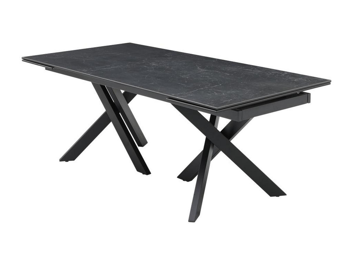 ESSTISCH ausziehbar - 8 bis 12 Personen - Sicherheitsglas & Keramik - Marmor-Optik Schwarz - MARISO - Schwarz, Glas (280/100/76cm) - Vente-Unique