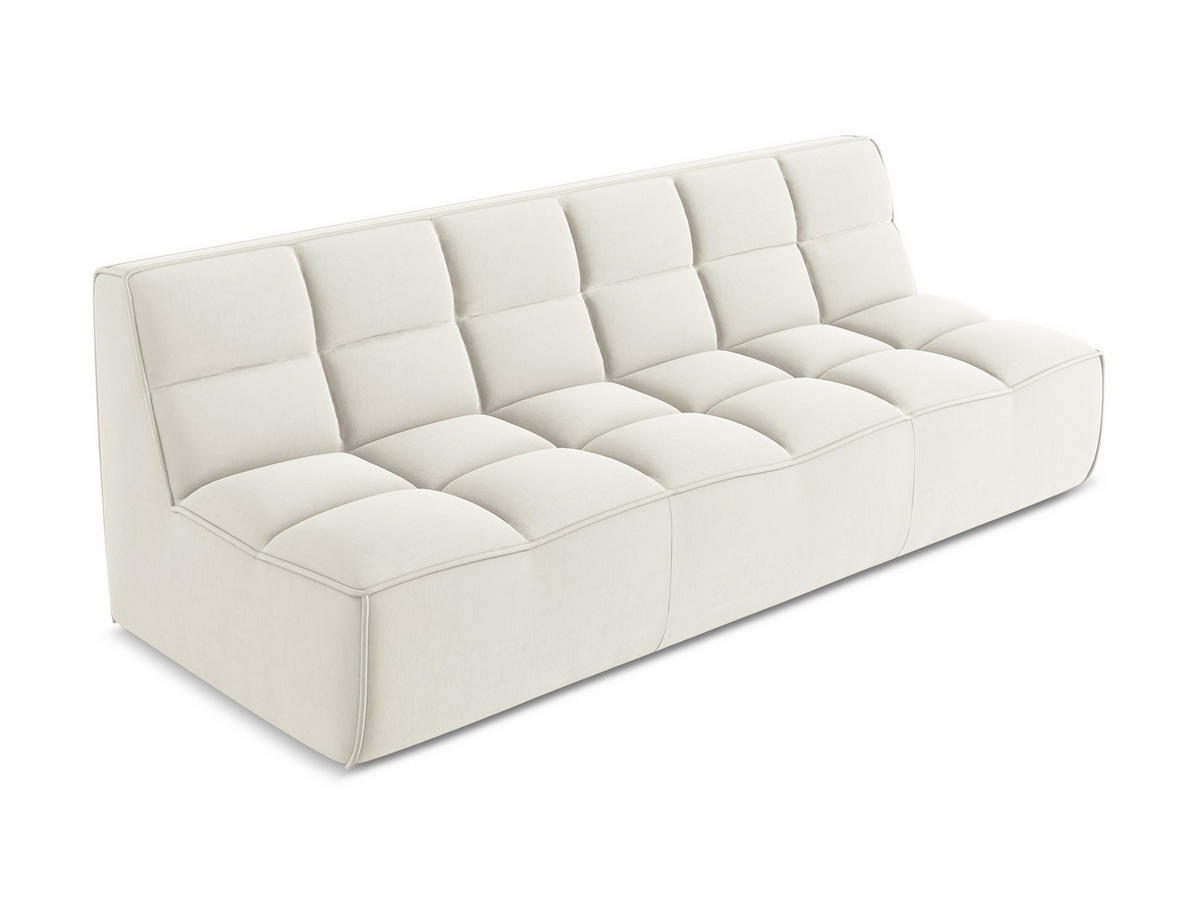 3-SITZER SOFA Samt Stoff Beige - Beige/Creme, Kunststoff/Textil (210/75/93cm) - Makamii