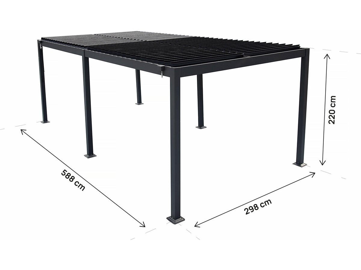 BIOKLIMATISCHE PERGOLA kensington Grau - Grau, Metall (299/220/588cm) - Habitat Garten